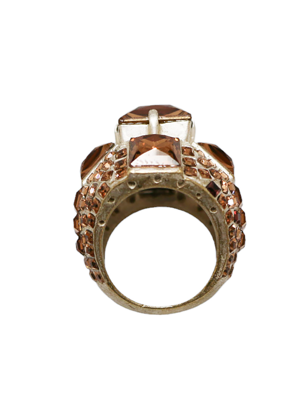 JEAN PAUL GAULTIER silver and rhinestones cocktail ring