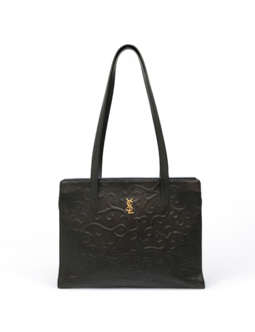 Sac YSL cuir embossé noir Vintage