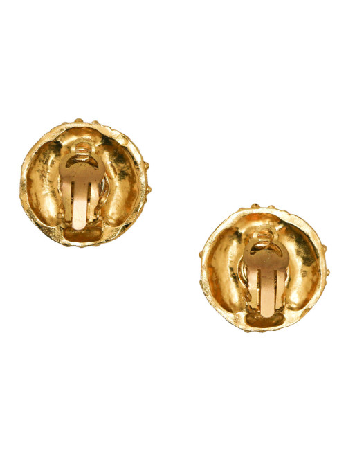 Clips vintage rond CHANEL perle et strass