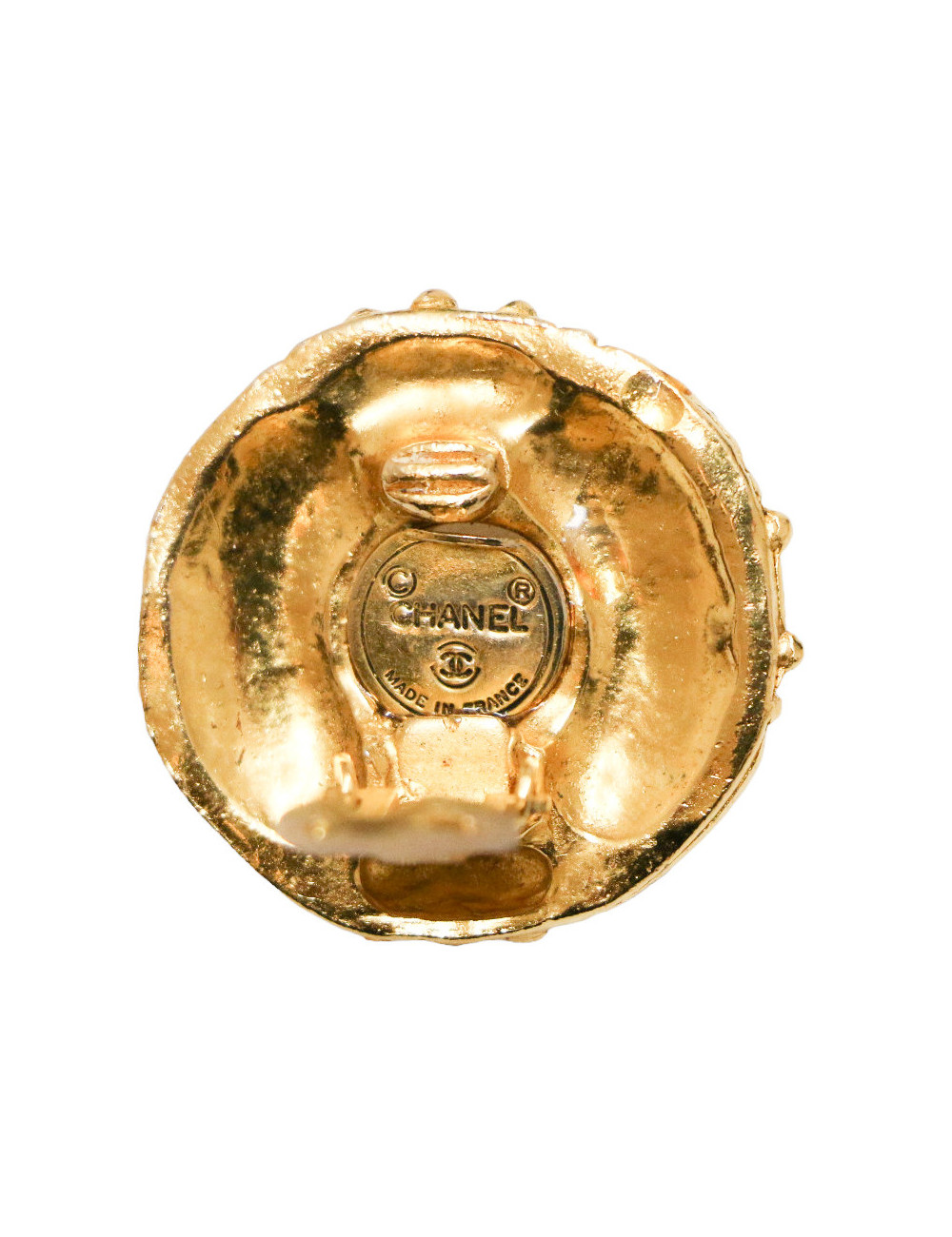 Clips vintage rond CHANEL perle et strass