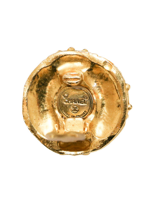 Clips vintage rond CHANEL perle et strass