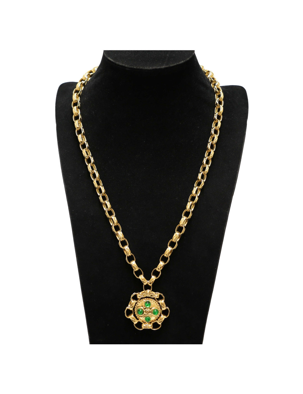 Sautoir vintage CHANEL pate de verre emeurode