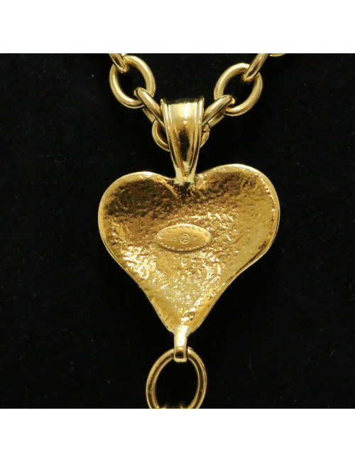 Sautoir vintage CHANEL coeur et pâtede verre