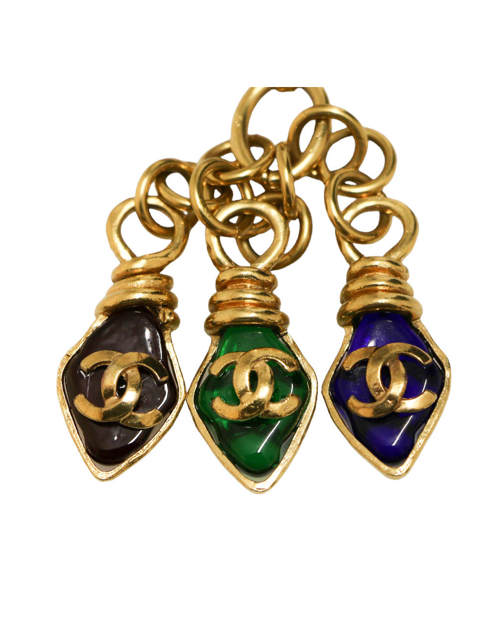 Sautoir vintage CHANEL coeur et pâtede verre