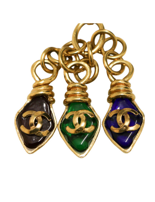 Sautoir vintage CHANEL coeur et pâtede verre