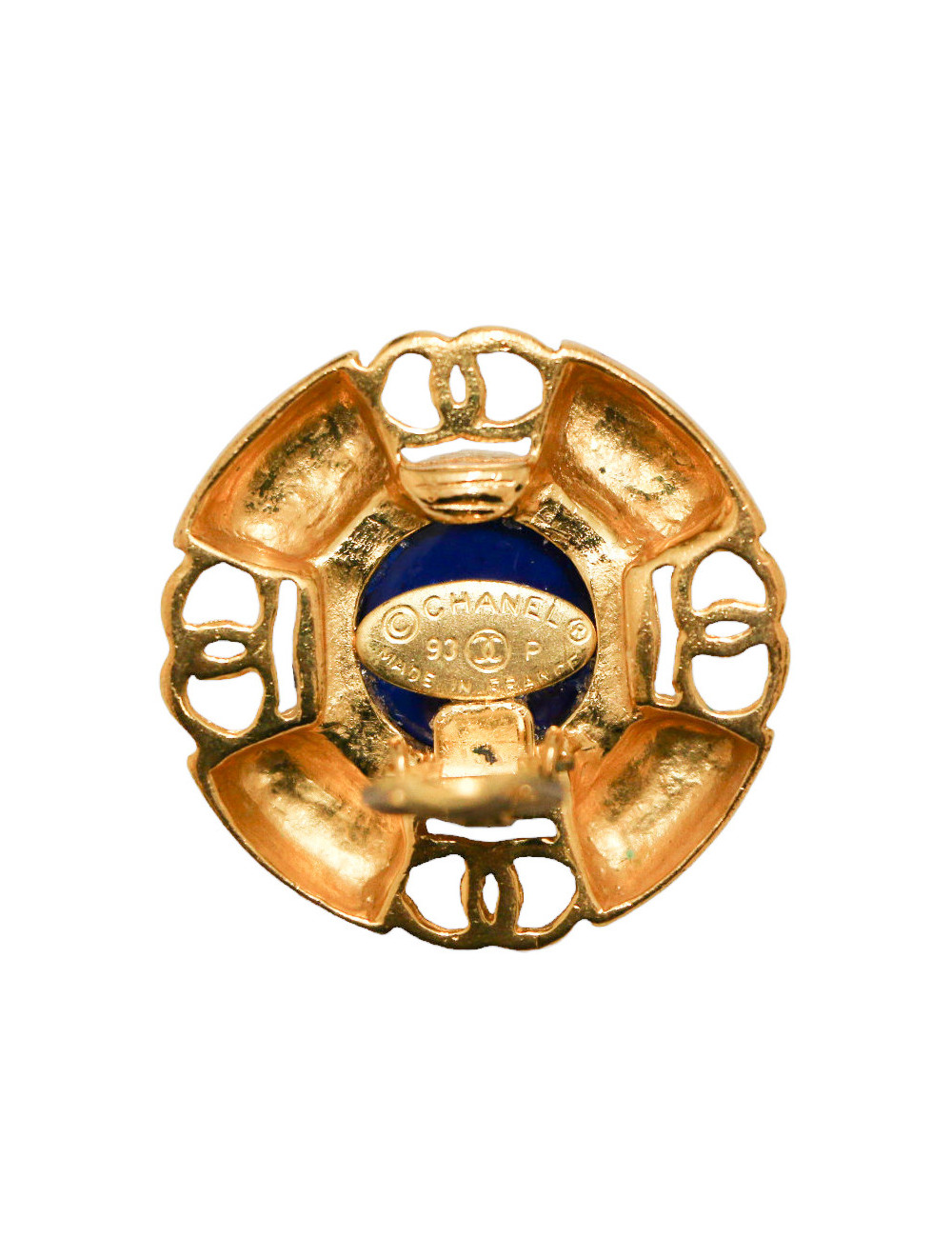 CHANEL vintage sapphire blue molten glass clip-on earrings