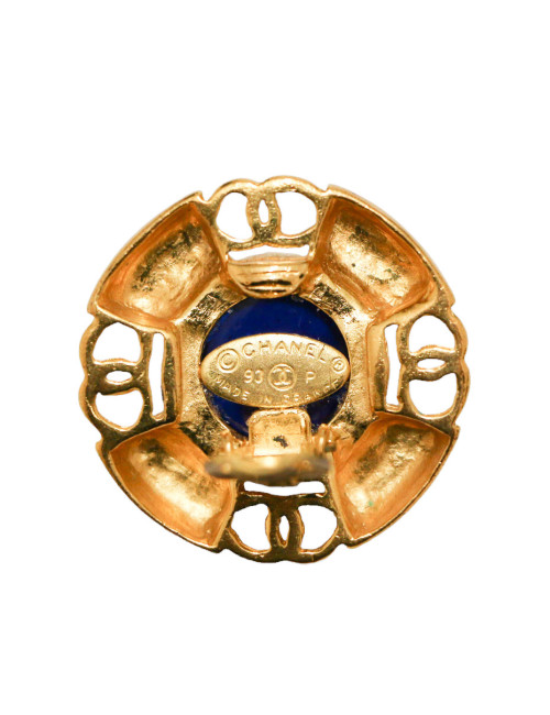 CHANEL vintage sapphire blue molten glass clip-on earrings