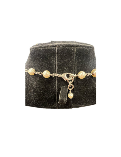 Sautoir long CHANEL perles et CC strass