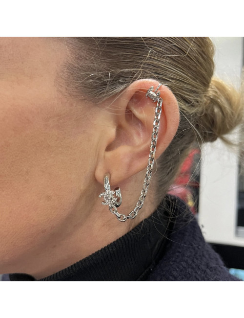 Boucles d'oreilles CHANEL chaine argent