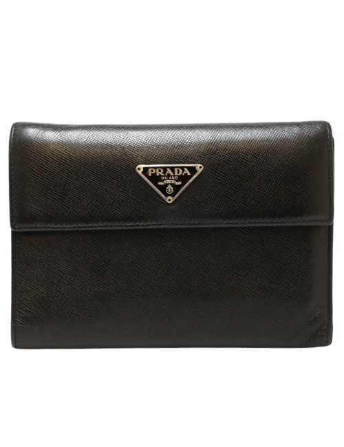 Porte cartes PRADA cuir noir