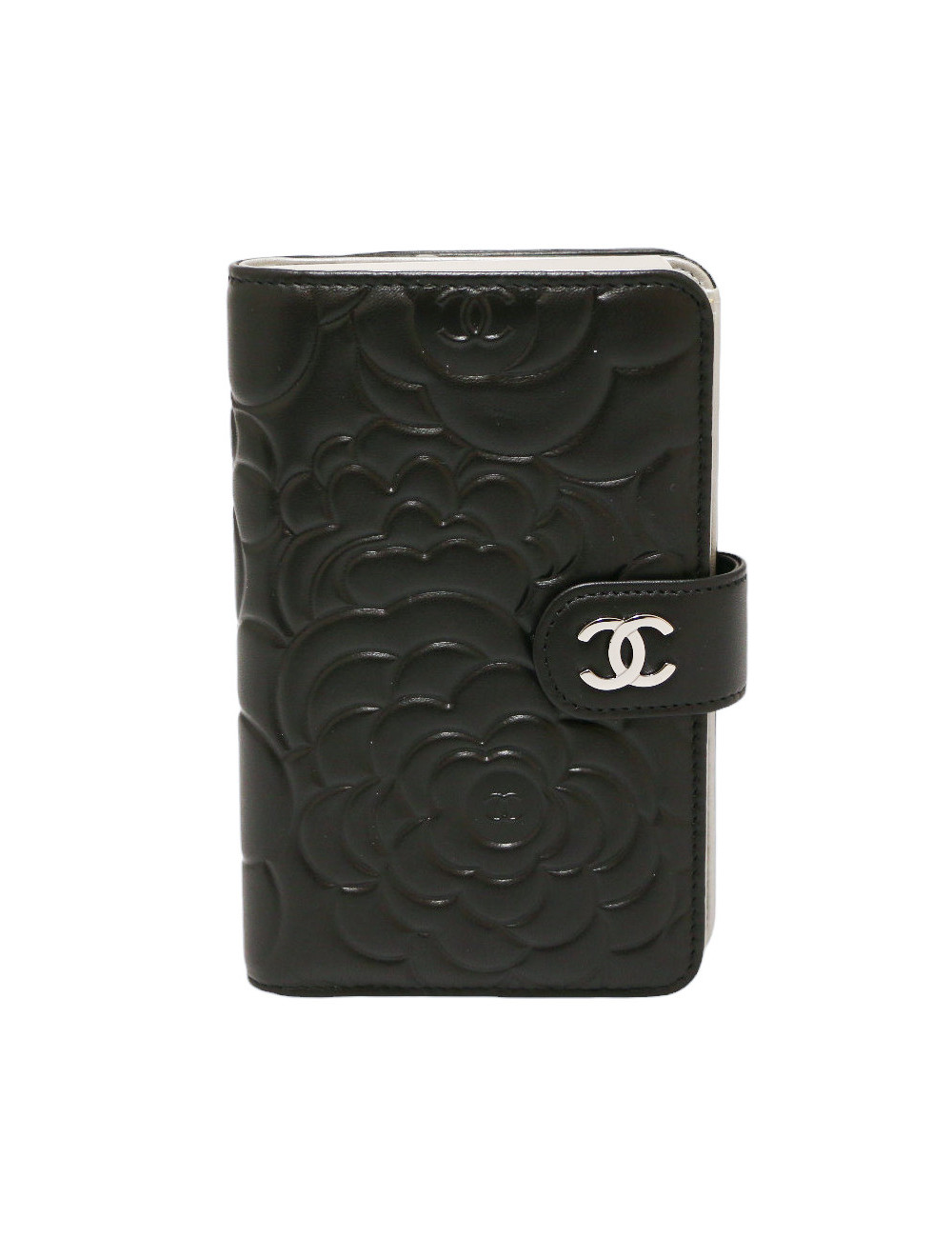 Compagnon CHANEL cuir embossé camélias