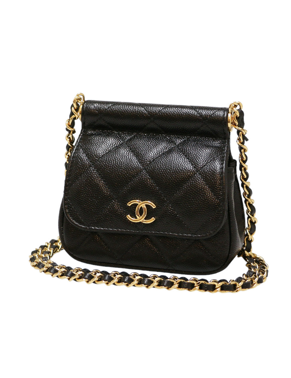 Mini sac CHANEL cuir caviar noir
