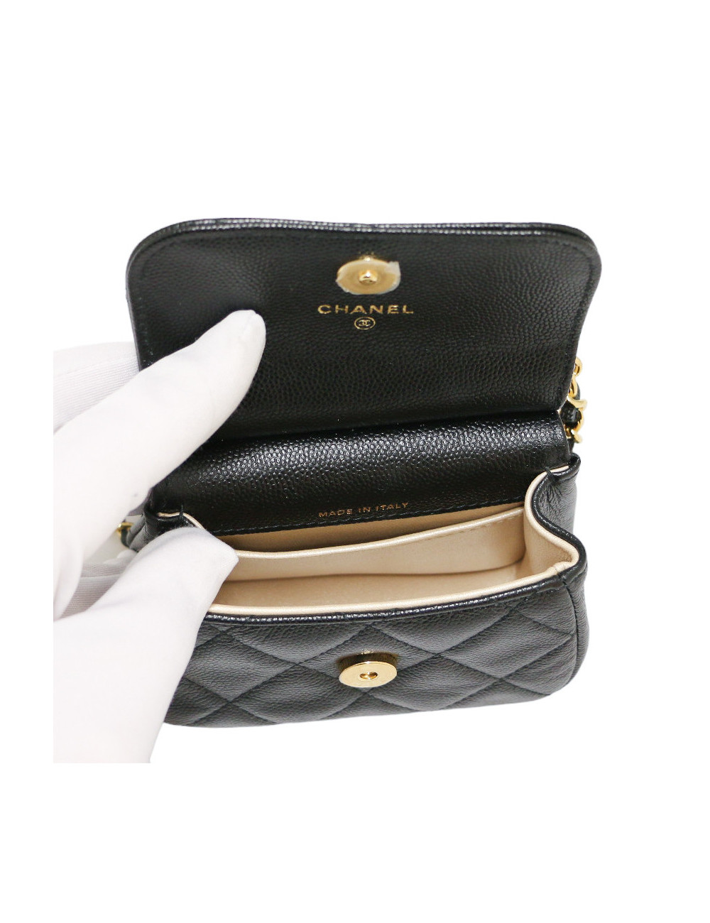 Black Chanel Micro Bag Caviar Leather