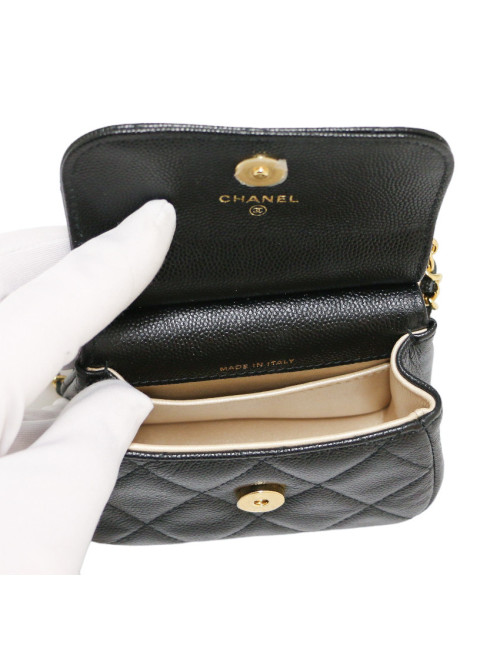 Black Chanel Micro Bag Caviar Leather
