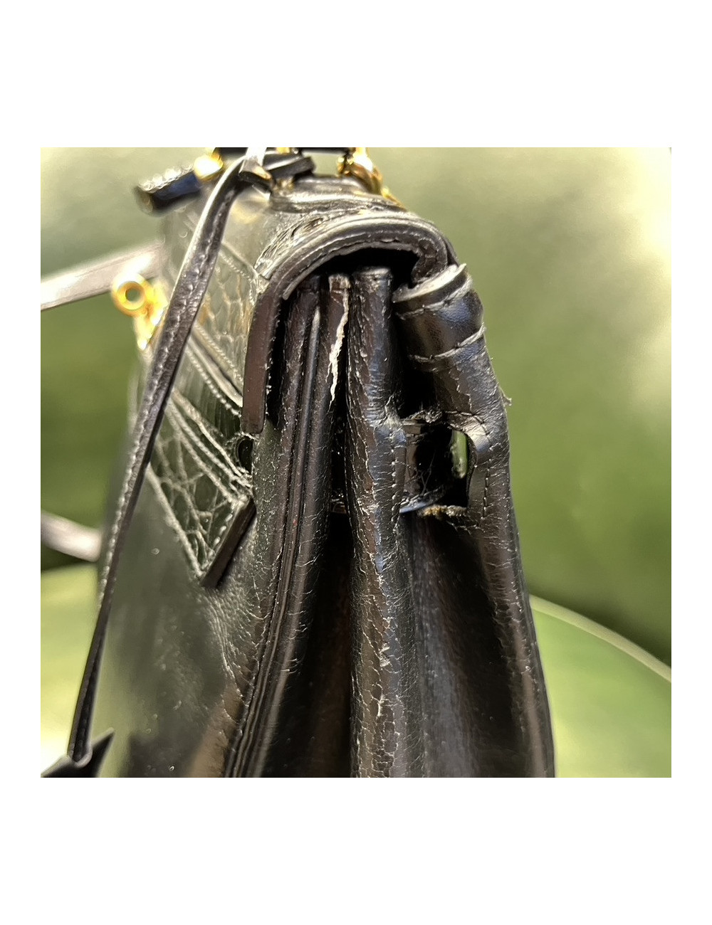 Kelly 35 HERMES box noir crocodile