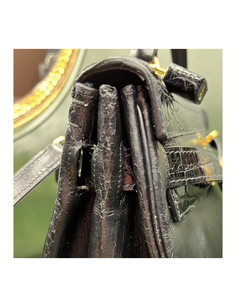 Kelly 32 HERMES box noir crocodile