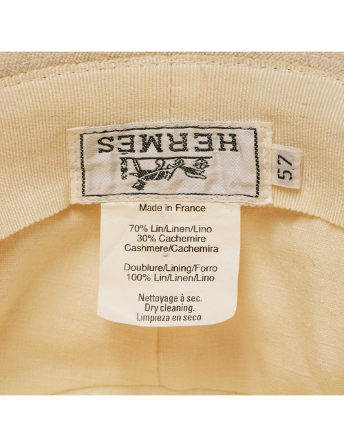 HERMES off-white linen and cashmere hat size 57FR