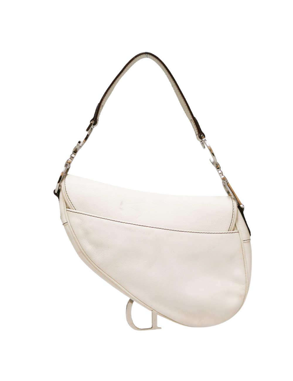Saddle CHRISTIAN DIOR cuir grainé blanc
