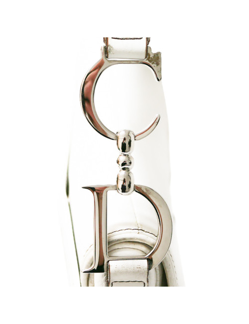 Saddle CHRISTIAN DIOR cuir grainé blanc