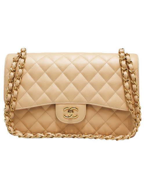 Sac classique CHANEL caviar beige 