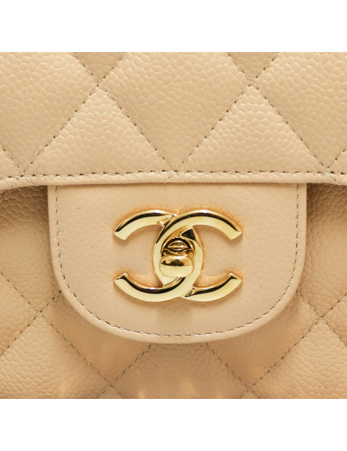 Sac classique CHANEL caviar beige 