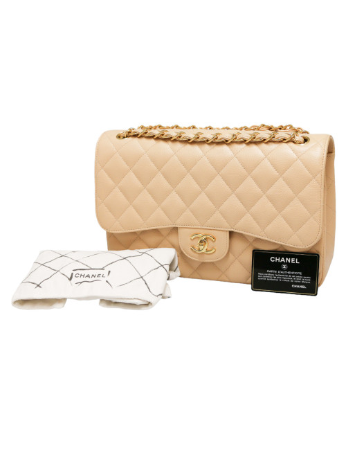 Sac classique CHANEL caviar beige