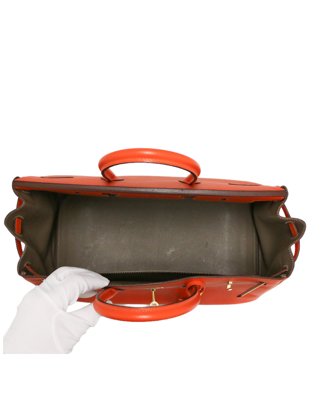 Birkin horseshoe HERMÈS orange et taupe