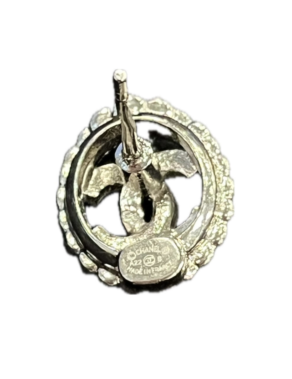 Clous CHANEL argent strass