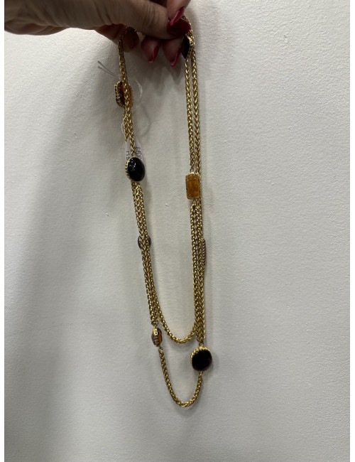 Sautoir noir MARGUERITE DE VALOIS en pâte de verre