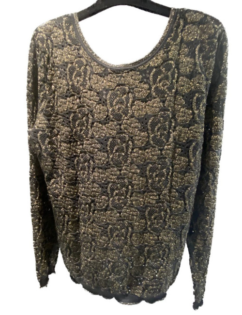 Pull T 42 CHANEL noir fils d'or