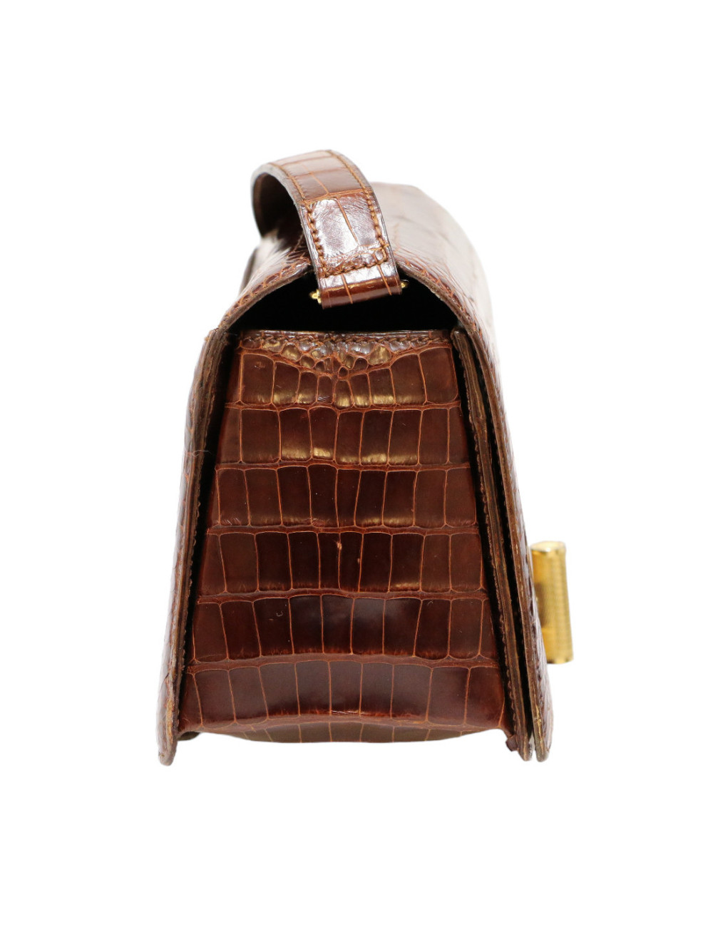 CARTIER tobacco crocodile mini bag