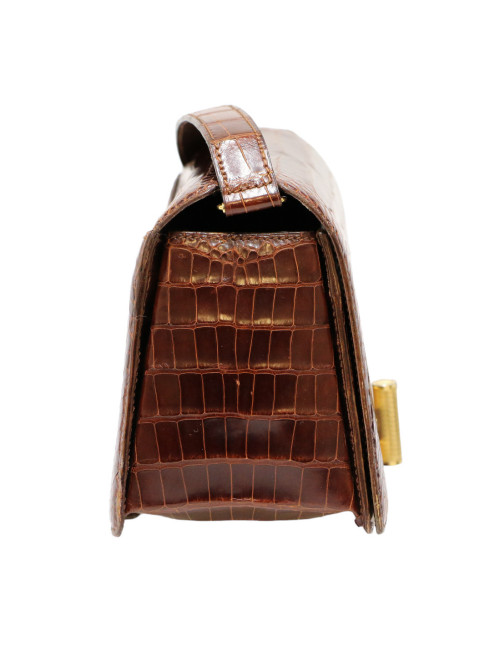 CARTIER tobacco crocodile mini bag