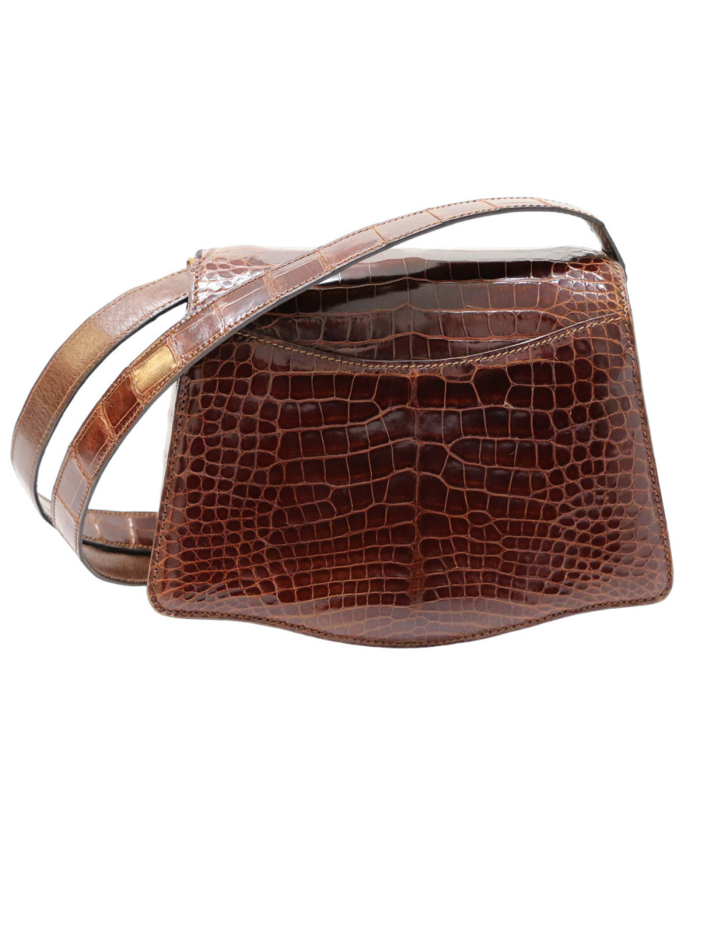CARTIER tobacco crocodile mini bag