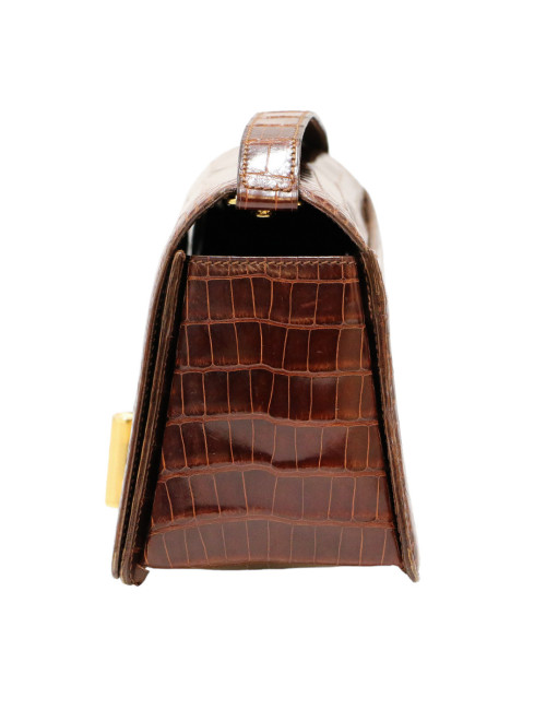 CARTIER tobacco crocodile mini bag