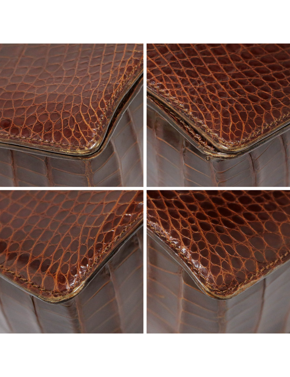 CARTIER tobacco crocodile mini bag