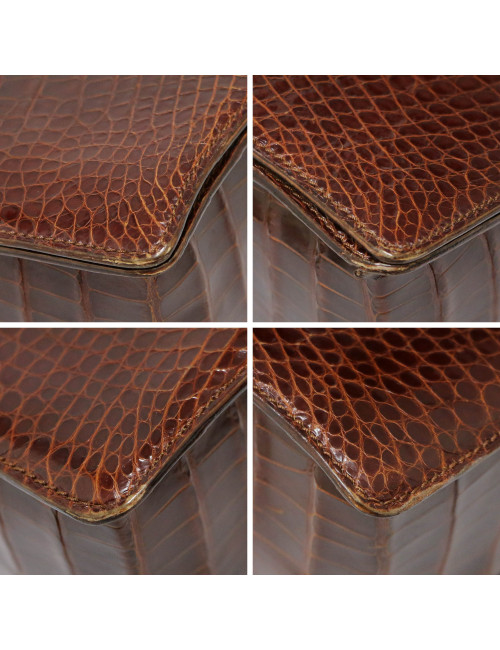 CARTIER tobacco crocodile mini bag