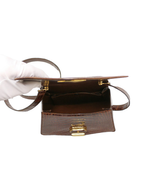 CARTIER tobacco crocodile mini bag