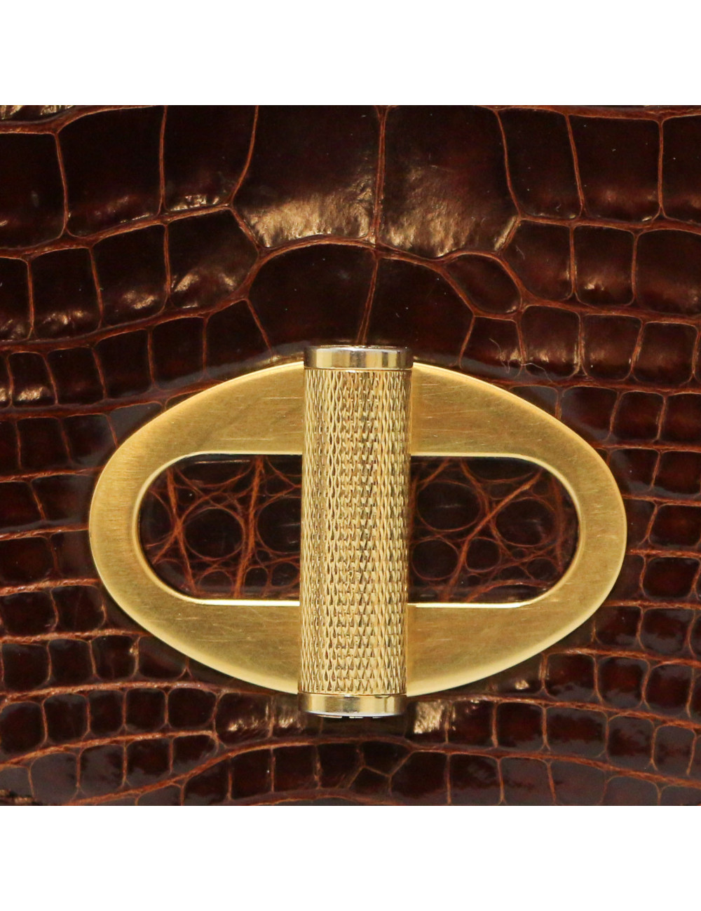 CARTIER tobacco crocodile mini bag