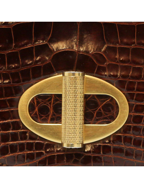 CARTIER tobacco crocodile mini bag