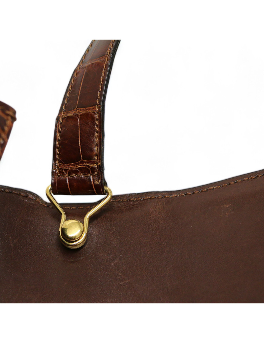 CARTIER tobacco crocodile mini bag