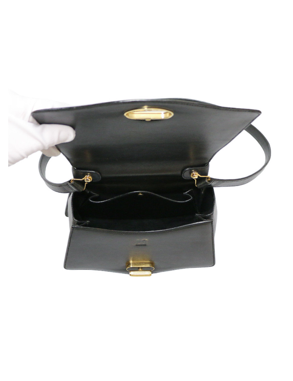 Sac CARTIER cuir noir vintage