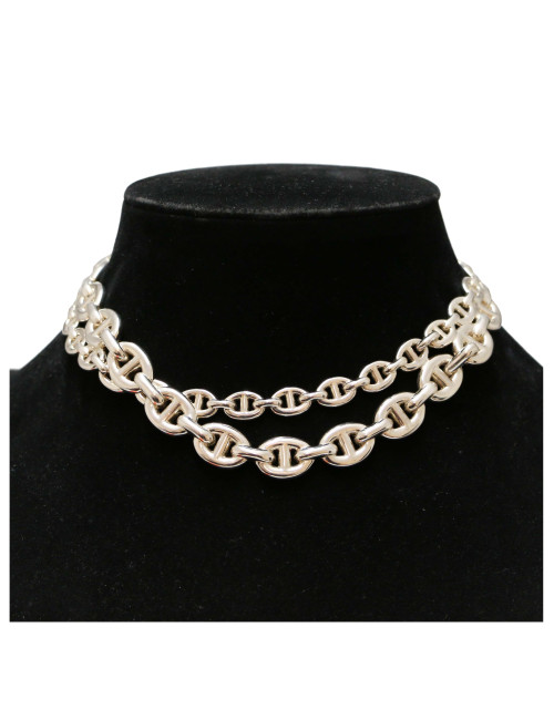 Collier HERMES chaine d'ancre double argent  