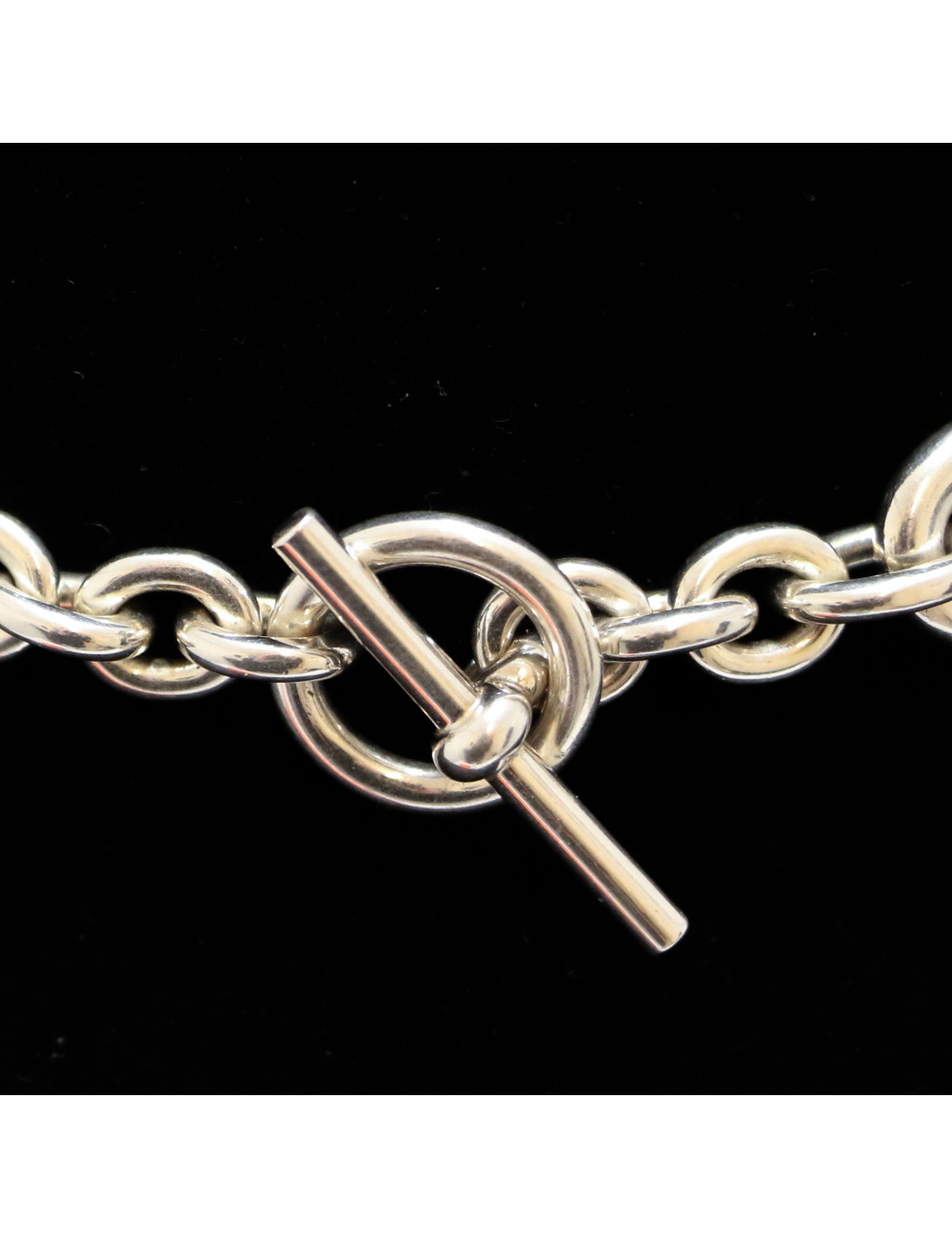 HERMES silver double anchor chain necklace  
