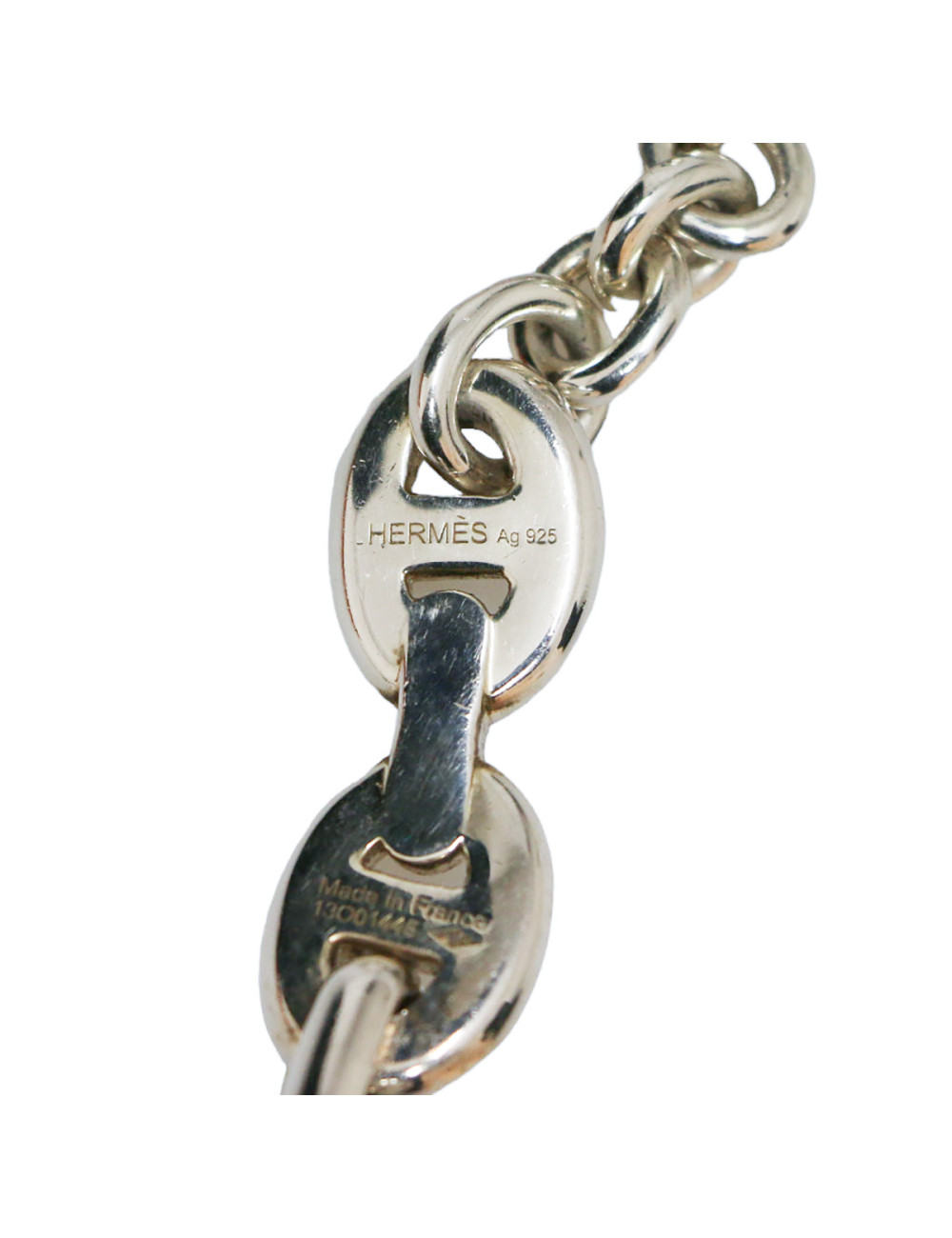 HERMES silver double anchor chain necklace  