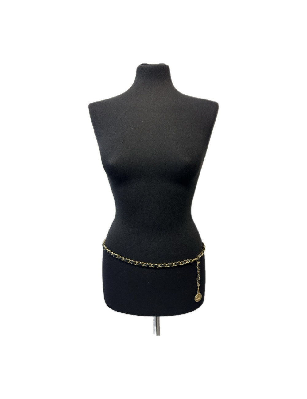 Ceinture fine CHANEL chaine et cuir vintage