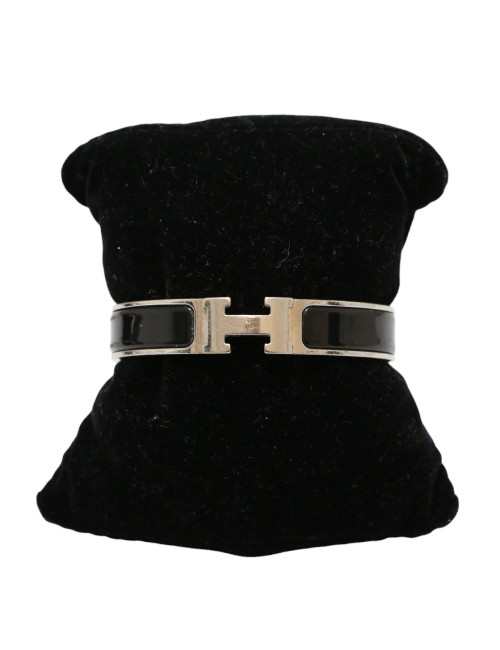 Bracelet clic clac HERMES émaillé noir
