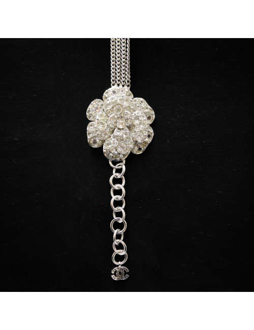 CHANEL silver camellia necklace-belt, Cruise 2005