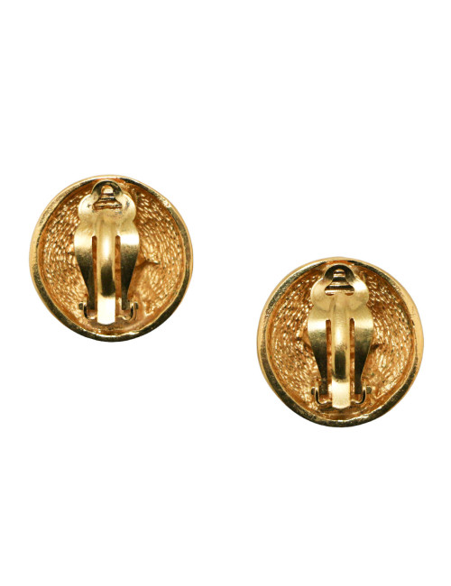 Clips vintage ronds CHANEL matelassés