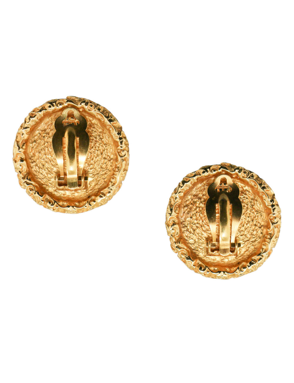 Clips ronds pâte de verre rubis CHANEL