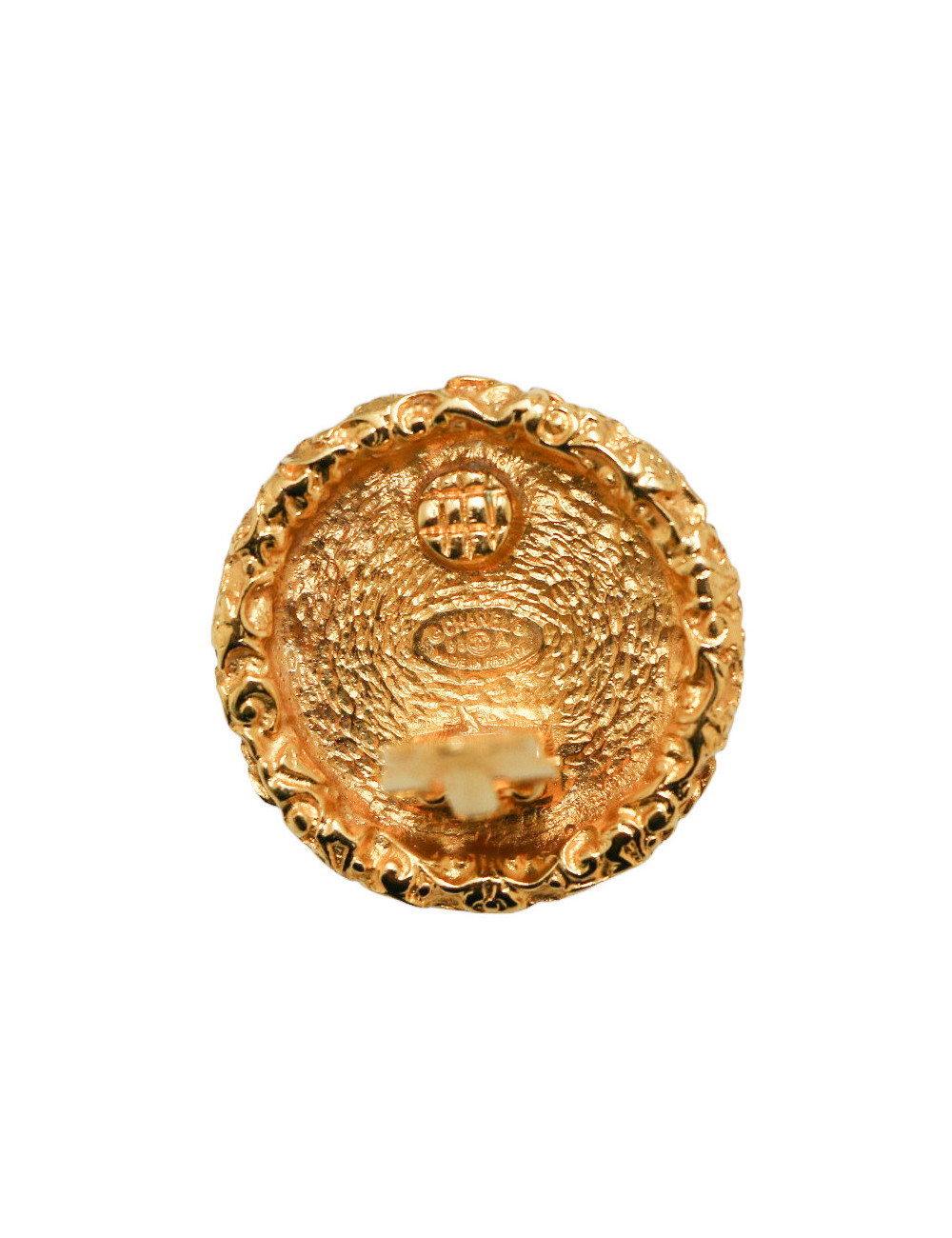 Clips ronds pâte de verre rubis CHANEL